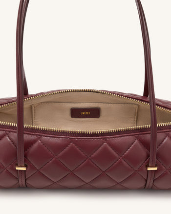 Marcella Sac à épaule cylindrique matelassé - Bordeaux