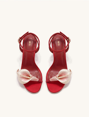 Alivia Sandales à talon en métal doré Calla Lily - Rouge