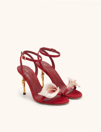 Alivia Sandales à talon en métal doré Calla Lily - Rouge