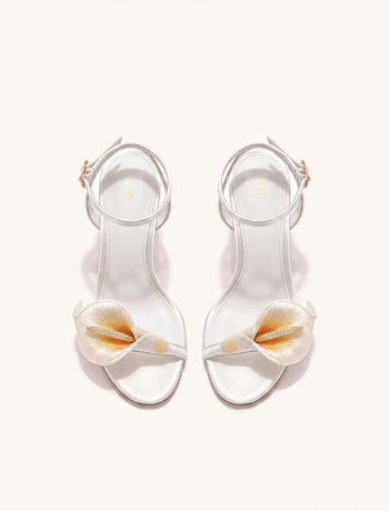 Alivia Sandales à talon en métal doré Calla Lily - Blanc