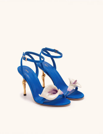 Alivia Sandales à talon en métal doré Calla Lily - Bleu roi
