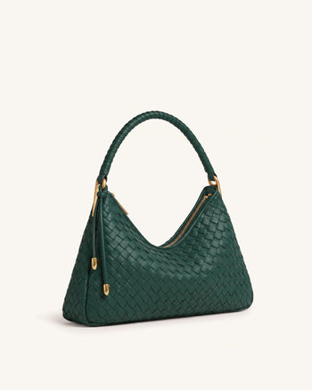 Lorena Sac à bandoulière tissé - Vert émeraude