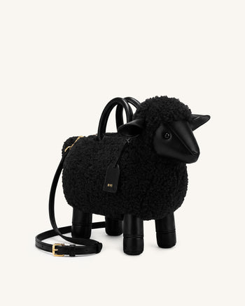 Luna Sac à poignée supérieure en mouton - Noir