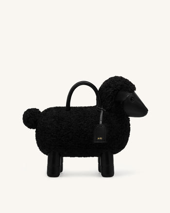 Luna Sac à poignée supérieure en mouton - Noir