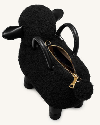 Luna Sac à poignée supérieure en mouton - Noir