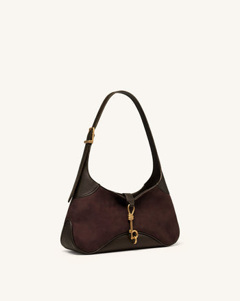 Juliette Sac porté épaule horizontal avec breloque clé - Marron foncé
