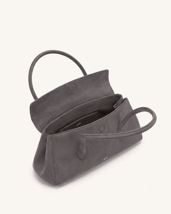 Solenne Sac porté épaule est-ouest en faux daim - Taupe
