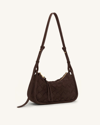 Zirelle Sac hobo en suédine tissée - Marron
