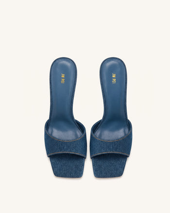 Hannah Mules à talons en jean - Bleu jean
