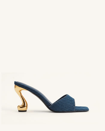 Hannah Mules à talons en jean - Bleu jean