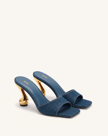 Hannah Mules à talons en jean - Bleu jean