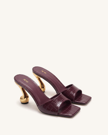 Hannah Mules à talons effet croco - Bordeaux