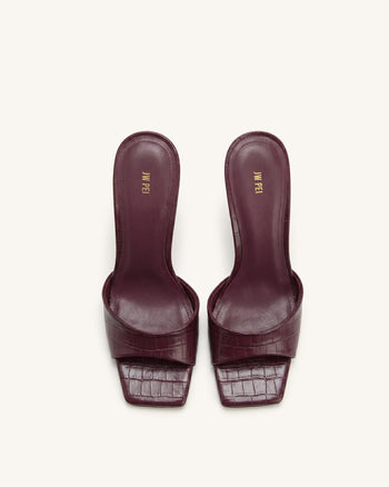 Hannah Mules à talons effet croco - Bordeaux