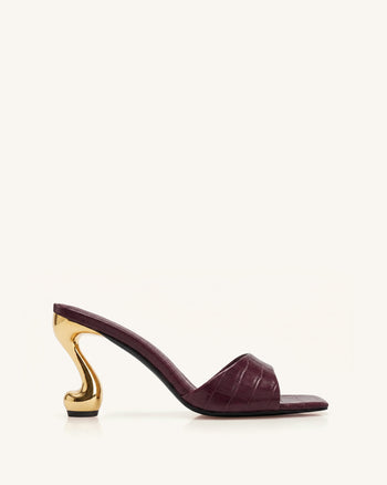 Hannah Mules à talons effet croco - Bordeaux