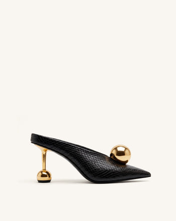 Mules à talon façon serpent Sofia - Noir