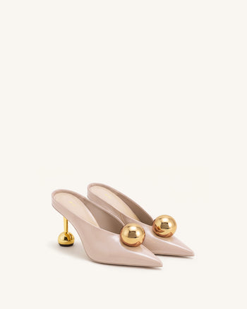 Mules à talon Sofia - Rose poudré