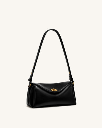 Lucia Sac porté épaule à rabat asymétrique - Noir