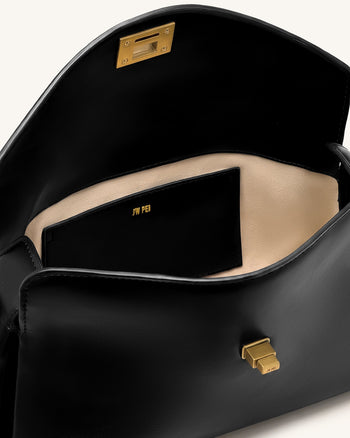 Lucia Sac porté épaule à rabat asymétrique - Noir