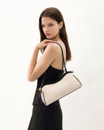 Naomi Sac à Bandoulière Incurvé - Toile Noire