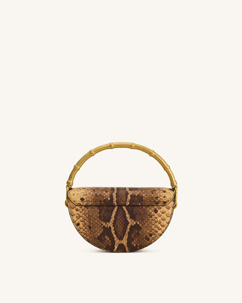 Sac à main demi-lune à poignée Sylvie effet serpent - Brun jaunâtre