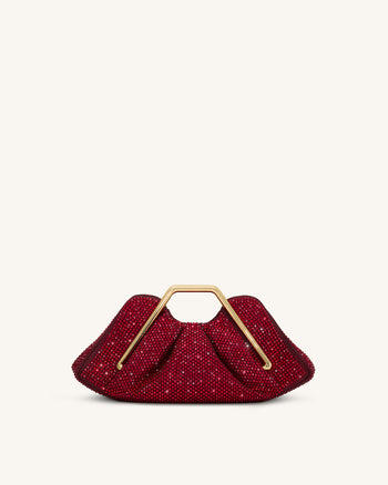 Pochette à cadre en métal et cristal artificiel Lila - Rouge