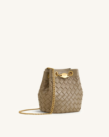 Sac seau Yara tissé à la main - Taupe