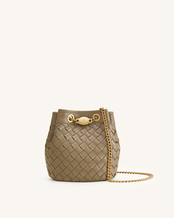 Sac seau Yara tissé à la main - Taupe