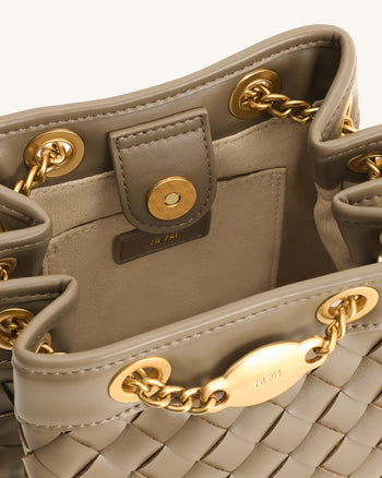 Sac seau Yara tissé à la main - Taupe