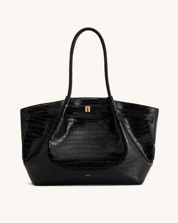 Hana Grand Sac Cabas - Noir Croco