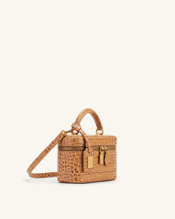 Cleo Sac boîte à poignée supérieure - Marron façon croco