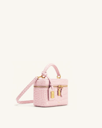 Cleo Sac boîte à poignée supérieure - Rose clair façon croco