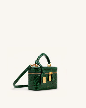 Cleo Sac boîte à poignée supérieure - Vert forêt façon croco