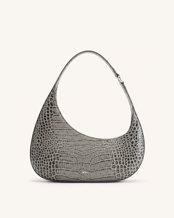 Harlee Sac porté épaule effet croco - Gris clair