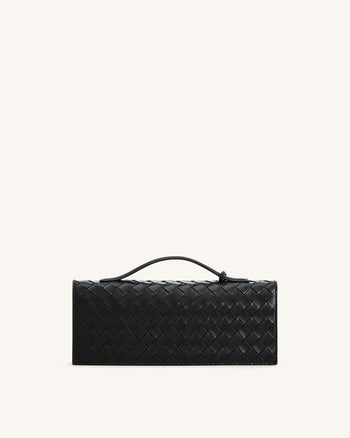 Celeste Sac à main enveloppe à anse supérieure, à texture tissée - Noir