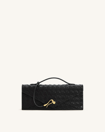 Celeste Sac à main enveloppe à anse supérieure, à texture tissée - Noir