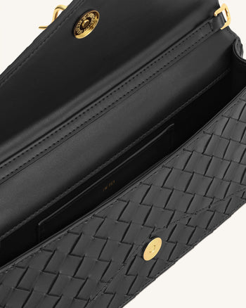 Celeste Sac à main enveloppe à anse supérieure, à texture tissée - Noir