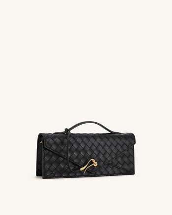 Celeste Sac à main enveloppe à anse supérieure, à texture tissée - Noir