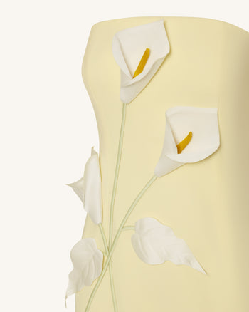 Robe bustier à appliqués floraux - Jaune