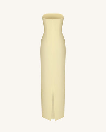 Robe bustier à appliqués floraux - Jaune