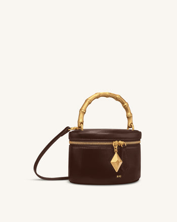 Natalie Sac porté main à pendentif géométrique en métal - Marron foncé