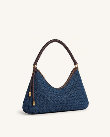 Lorena Sac à bandoulière en jean tissé - Bleu foncé