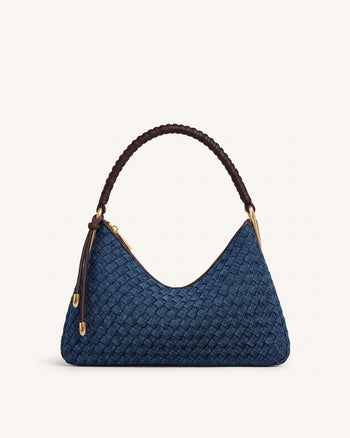 Lorena Sac à bandoulière en jean tissé - Bleu foncé
