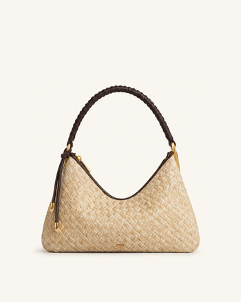 Lorena Sac porté épaule en faux paille - Marron