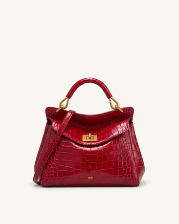 Lucia Sac à main classique à poignée supérieure - Effet croco bordeaux