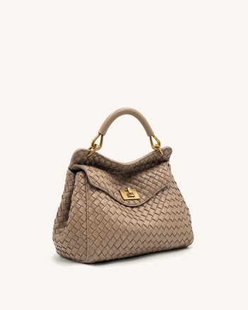 Lucia Sac à main classique tissé à poignée supérieure - Taupe