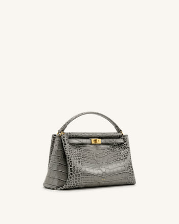 Carmen Sac à main aspect crocodile - Gris