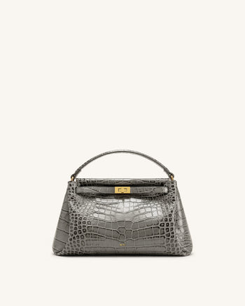 Carmen Sac à main aspect crocodile - Gris
