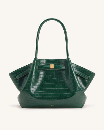 Hana Grand sac cabas aspect crocodile - Vert
