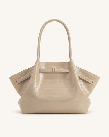 Hana Grand sac cabas aspect crocodile - Gris éléphant
