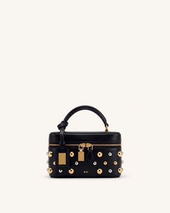 Cleo Sac à main à clous forme boîte - Noir